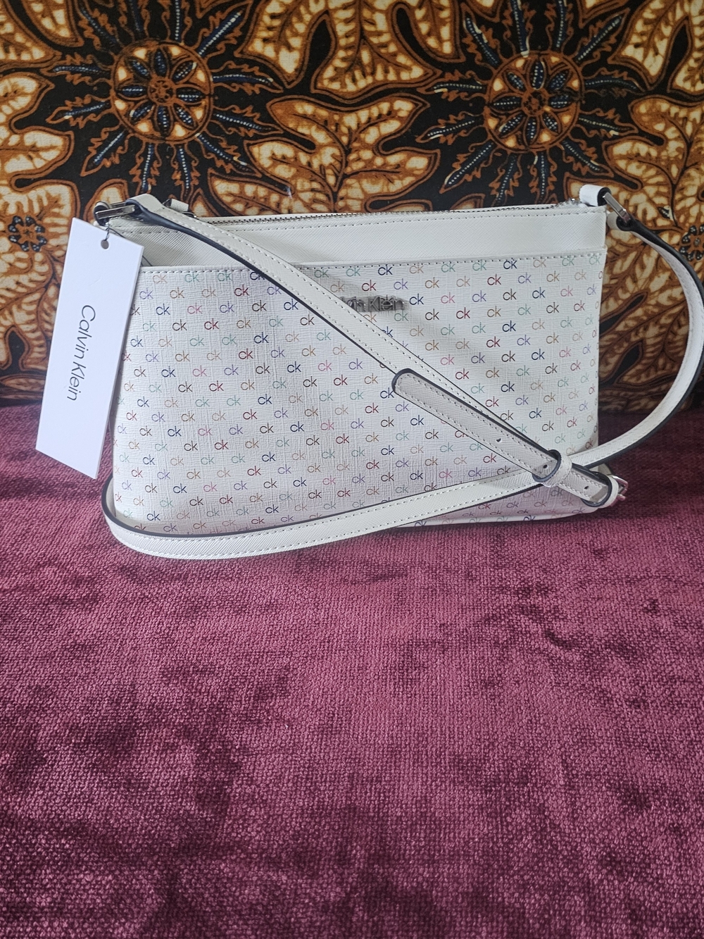 Calvin Klein Cream Crossbody with Multicolor CK Logo